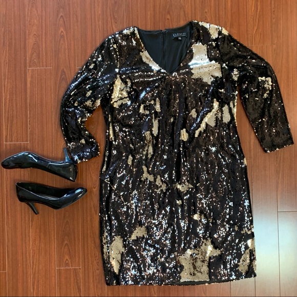 Eloquii Dresses & Skirts - Eloquii Sequin V-Neck Shift Dress